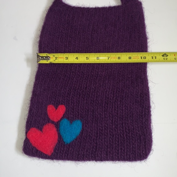 🆕 Handmade Felted Purple Hobo Bag with Hearts - Picture 10 of 10
